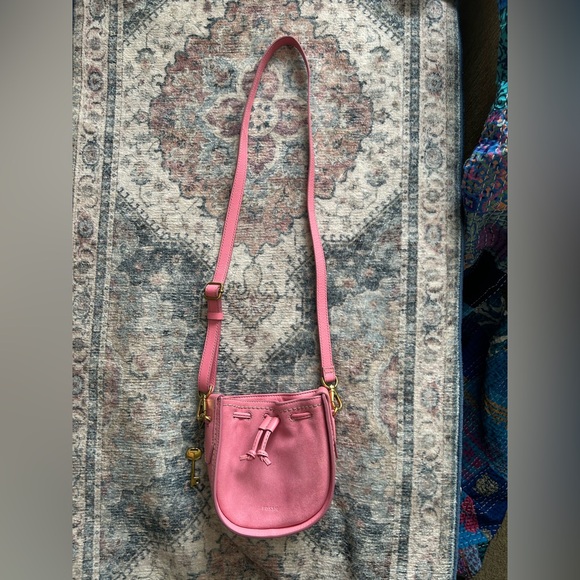 Fossil Handbags - Fossil Palmer Pink Leather Suede Crossbody Shoulder Belt Bag